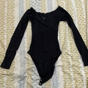 Black off the shoulder body suit